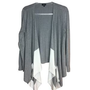 Torrid Womens Sz 0/0X Cascade Open Front Cardigan Gray White Pockets Colorblock